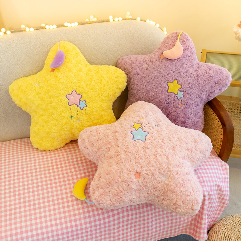 Cute plush star pillow, moon doll, plush toy, gift for girls, sleeping doll, girl's backrest pillow