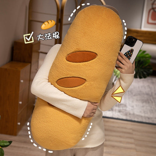 Baguette-shaped throw pillow, realistic long loaf-shaped cushion, room decoration, super soft plush bedroom doll.