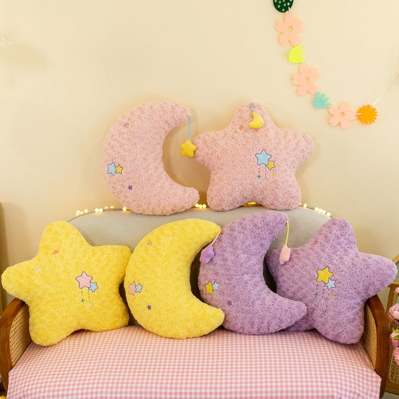 Cute plush star pillow, moon doll, plush toy, gift for girls, sleeping doll, girl's backrest pillow