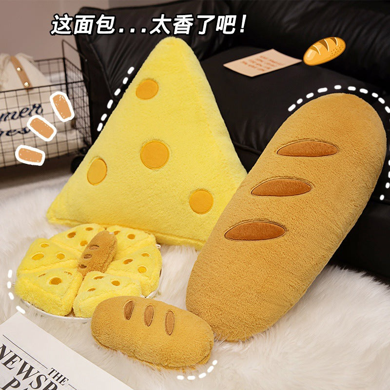 Baguette-shaped throw pillow, realistic long loaf-shaped cushion, room decoration, super soft plush bedroom doll.