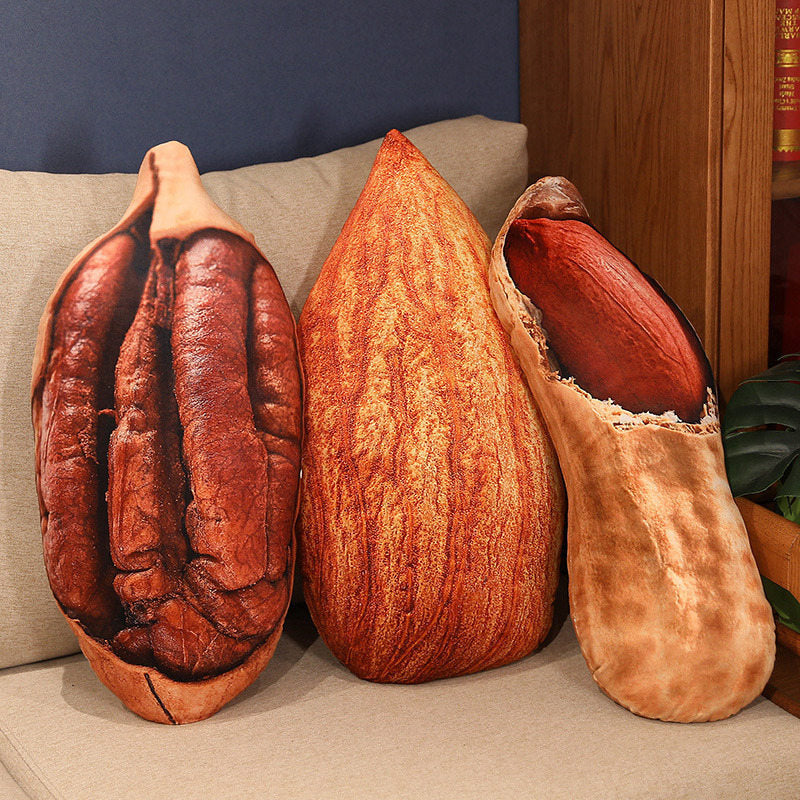 Realistic food-themed plush pillow/pillow/toy for girls, featuring walnuts and peanuts, perfect for photo props.