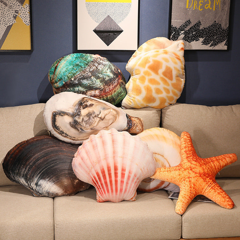 Simulated seashell pillow, conch, starfish, oyster plush toy, sofa cushion, marine life chair, abalone pillow